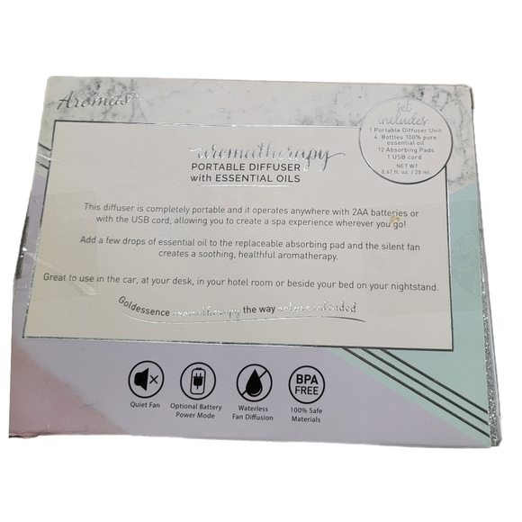 Gold Essence Aromas Aromatherapy Diffuser With 4 Essential Oils New - Picture 3 of 3